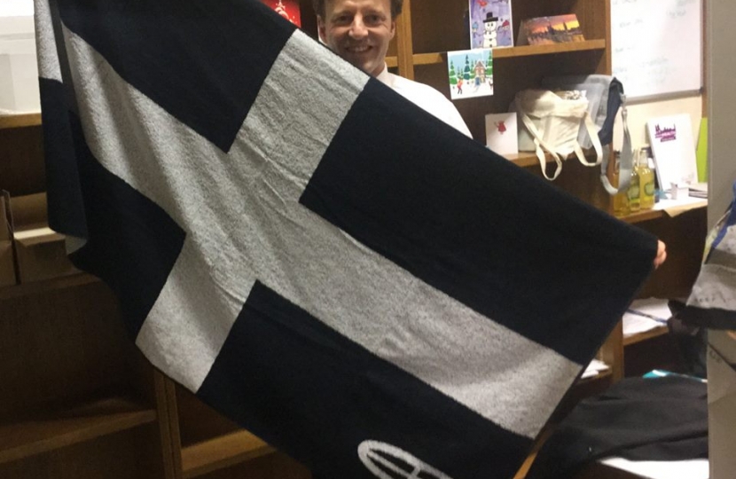derek with a flag