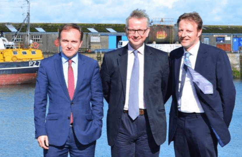 Derek Thomas MP with George Eustice, Fishing Minister and Michael Gove MP Secretary of State 