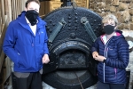Derek and Hilary with the beam engine at Levant Mine